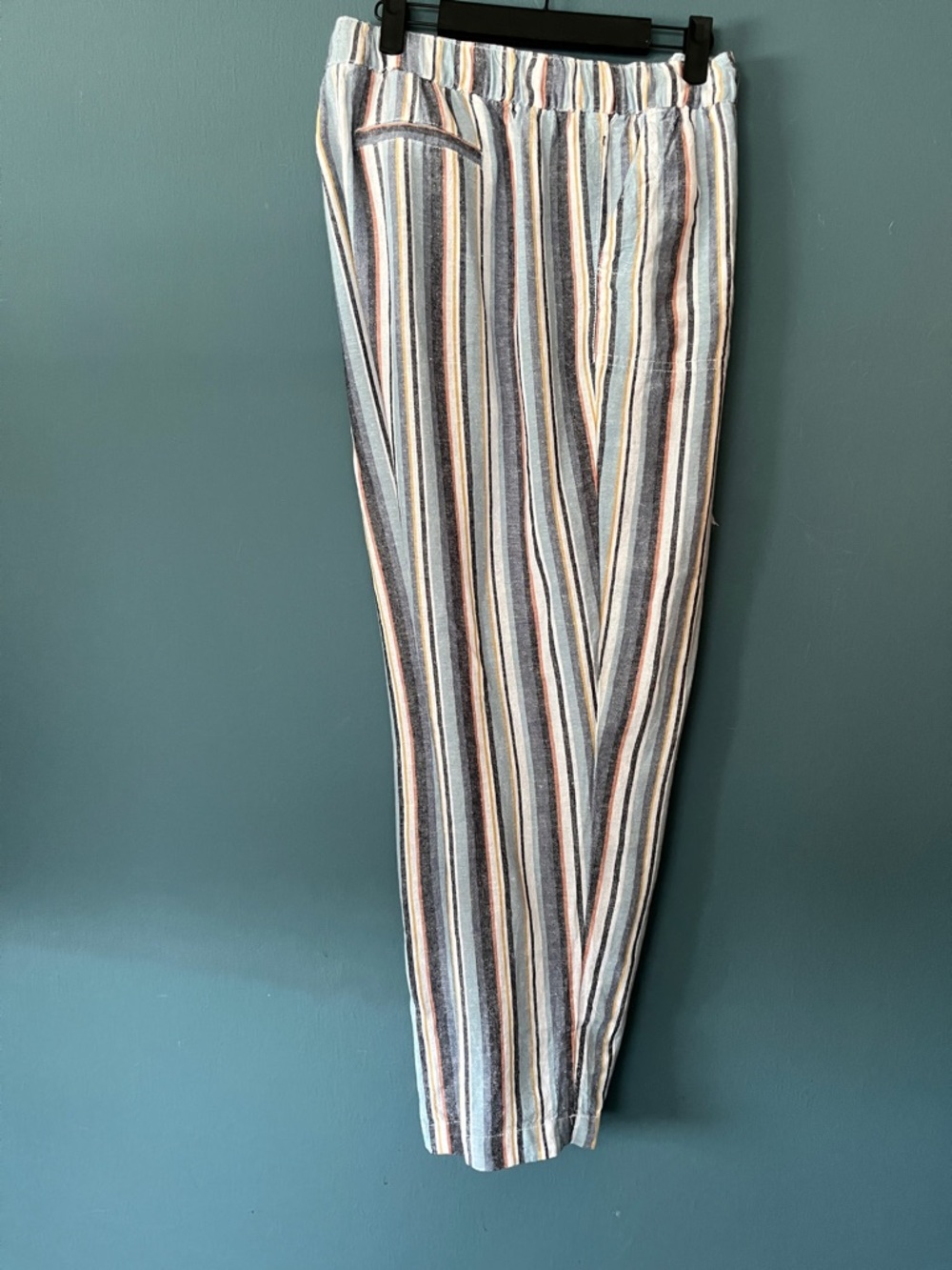 Per Se Vertical Striped Drawstring Pants - Blue, Gray, Cream, Pink